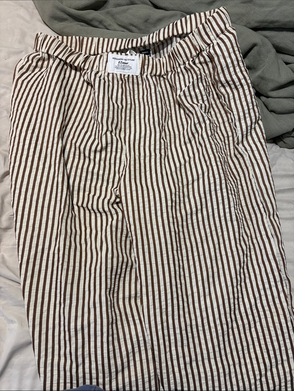 SHEIN Brown & White Vertical Striped Skirt